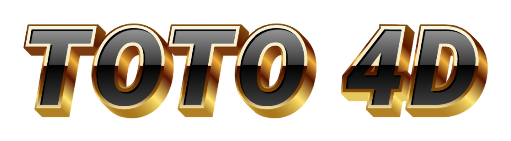 Logo teks TOTO 4D dengan efek emas metalik di latar hitam